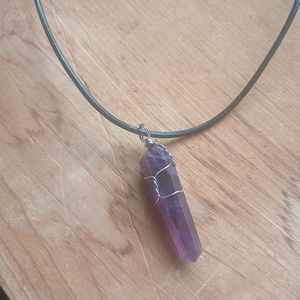 Handmade natural amethyst stone necklace